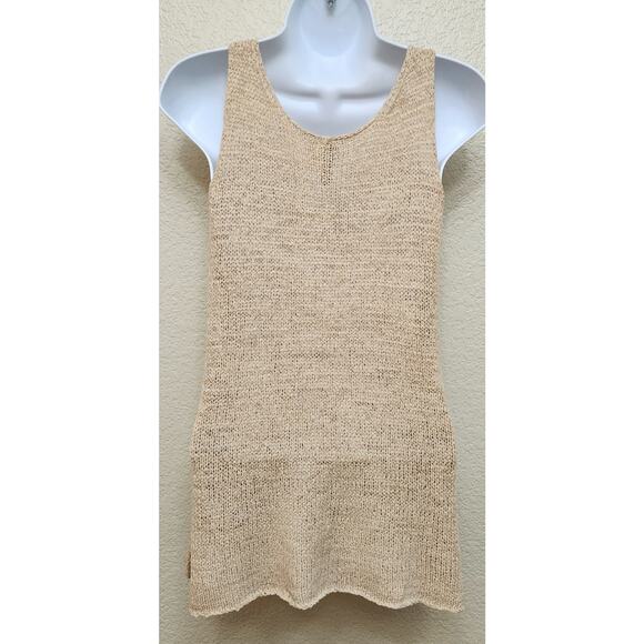 Divided By H&M Beige Tan Loose Knit Tank Top 8 Lightweight Stretch Sleeveless - Picture 3 of 5